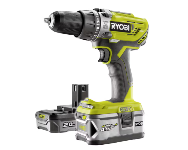 RYOBI AKKUPORAKONE 18V ONE+ 2,0AH+4,0AH+LATURI